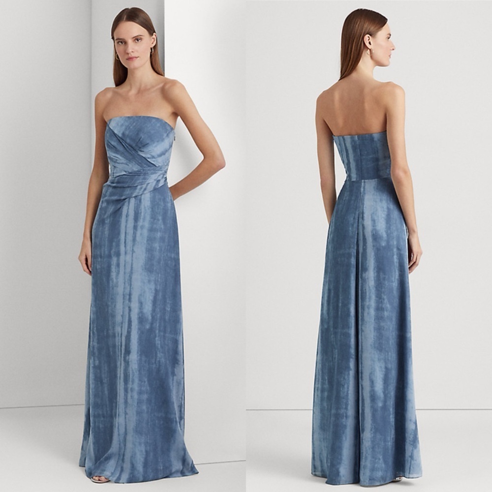 Lauren Ralph Lauren Blue Strapless Maxi Dress